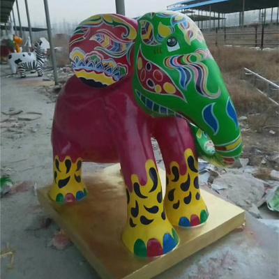 玻璃钢大象雕塑 唐韵园林 卡通彩绘大象雕塑加工 玻璃钢雕塑厂家