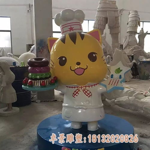 玻璃钢卡通动漫熊猫阿宝雕塑 汕头猫玻璃钢雕塑加工厂